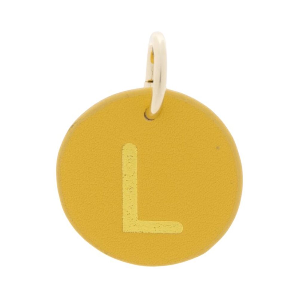 The Cuddle Collab Wear & Share Charm Faux Leather "L" Monogram in Yellow